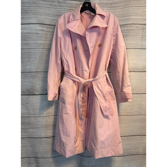 Barneys New York Pink Double-Breasted Trench Coat With Belt Size 8/42 - Picture 1 of 9